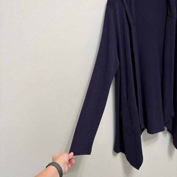 Laila Jayde Navy Hooded Open Duster Cardigan - XL - Picture 5 of 7